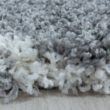 Hoogpolig Salsa Shaggy vloerkleed met modern ruitpatroon grijs
