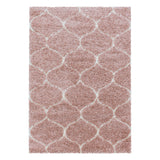 Hoogpolig Salsa Shaggy vloerkleed met modern ruitpatroon roze