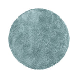 Ronde Blauwe hoogpolig fluffy shaggy vloerkleed