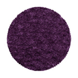Ronde Paarse hoogpolig fluffy shaggy vloerkleed