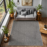Loom 4300 Gray/Grijs Laagpolig Duurzaam Geweven Vloerkleed Effen Binnen/Buiten Tapijt in de slaapkamer