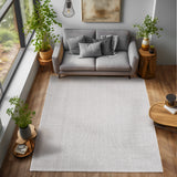 Loom 4300 Silver/ Zilver Laagpolig Duurzaam Geweven Vloerkleed Effen Binnen/Buiten Tapijt in een modern interieur