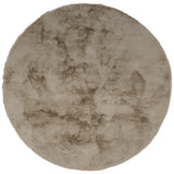 Rond fluffy vloerkleed licht taupe - sfeerfoto in interieur rond