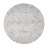Rond fluffy vloerkleed lichtgrijs - sfeerfoto in interieur